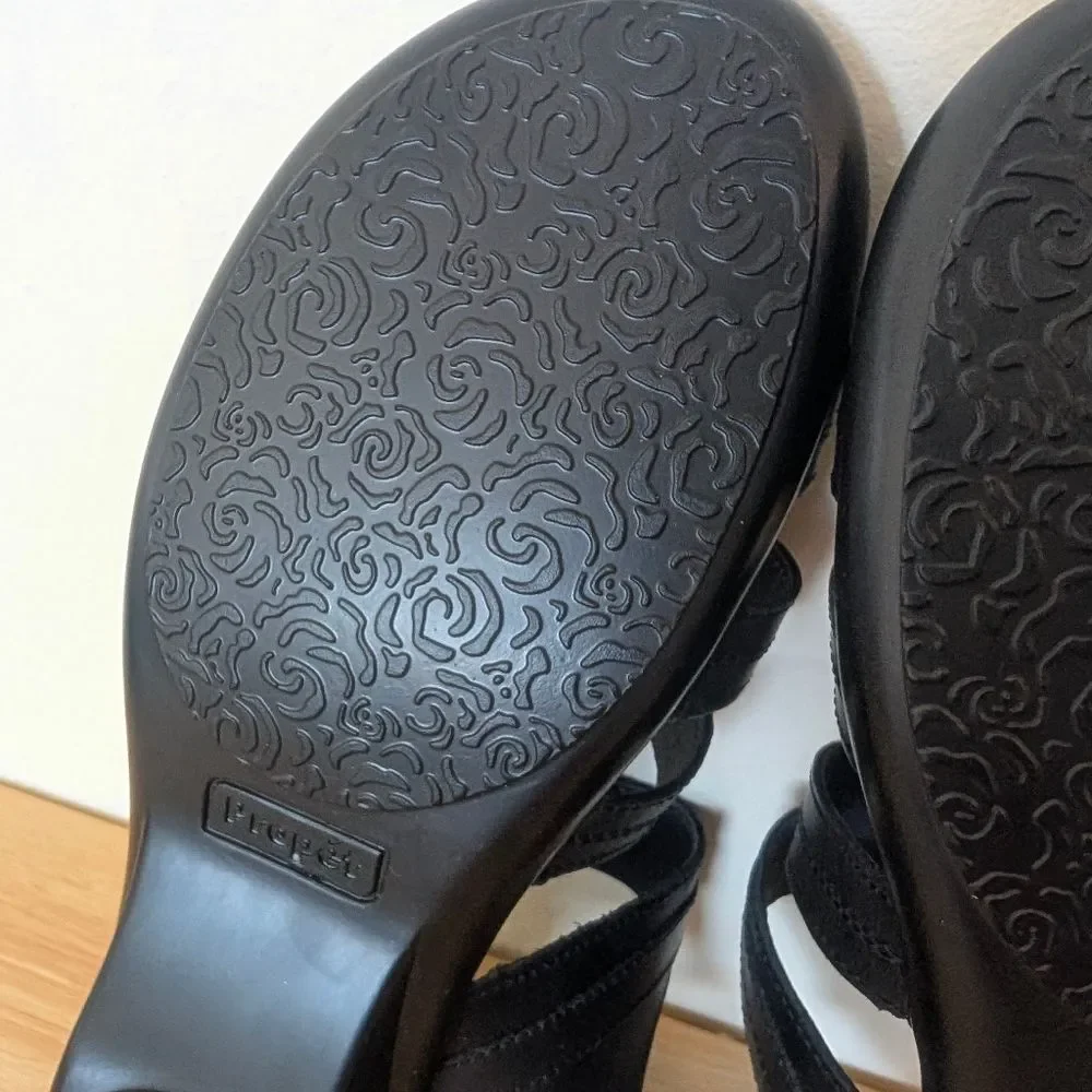 Propet Aurora Women's Leather Adjustable Sandals Black Size 7.5 NEW